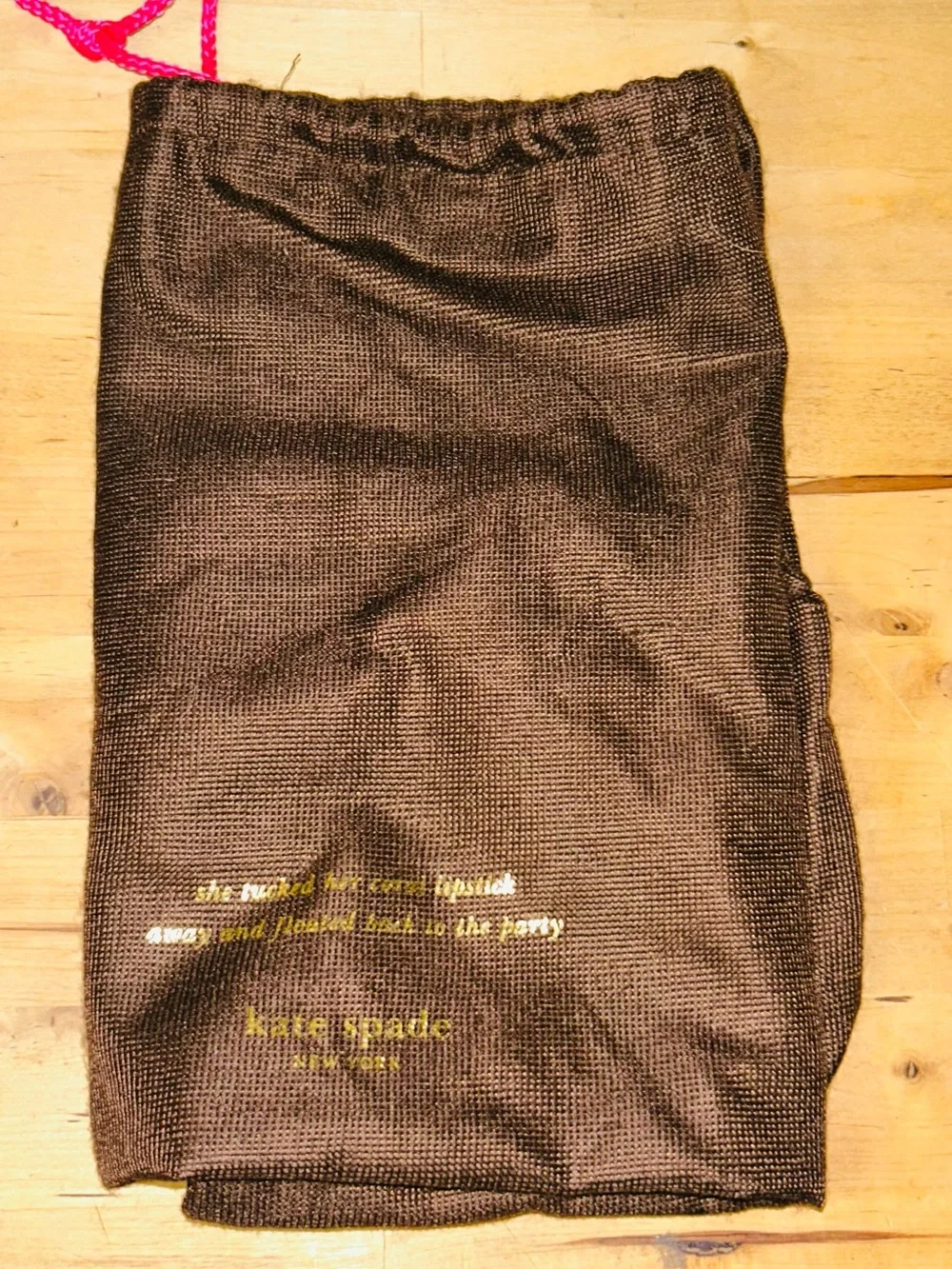 Kate Spade large brown gold lettering purse dust bag 19” x 17”